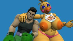 1boy 1girls 2024 3d beak bird boxers boxing_gloves breasts crossover eastern_and_western_character five_nights_at_freddy's five_nights_at_freddy's_2 furry_female human little_mac muscular nintendo nude nude_female punch_out robot robot_girl runaboo_chica toy_chica_(fnaf)