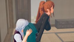 aizawa_akemi ass_on_face big_ass big_booty big_breasts big_butt butt_in_face face_in_ass lv92-ts red_hair red_head sniffing_ass time_freeze time_stop tomo-chan_wa_onna_no_ko