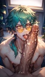 after_oral ai_generated cum cum_on_face erect_penis ezreal gay heartsteel_ezreal heartsteel_series kurogitsune league_of_legends licking licking_penis male male_focus male_only penis twink yaoi