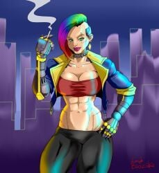 1girls alex_zakia badzaba big_breasts cyberpunk cyberpunk_2077 female fit fit_female