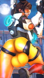 1futa 3d absurdres ass balls bulge dickgirl futa_only futanari highres huge_balls huge_testicles intersex overwatch rattledbonezone solo solo_futa source_filmmaker testicles tight_clothing tracer