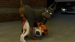 3d_(artwork) absurd_res animal_genitalia animal_penis anus balls bent_over canid canine canine_genitalia canine_penis canis car desoto_(disney) digital_media_(artwork) disney dobermann dodger_(disney) doggy_style domestic_dog duo feral from_behind_position gaping gaping_anus genitals half-closed_eyes hi_res male male/male mammal narrowed_eyes oliver_and_company penis pinscher redneck_redoubt sex vehicle