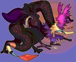 critter dragon duo female feral feral_on_feral fur furred_dragon furred_scalie guncht hybrid male male/female mythological_creature mythological_scalie mythology purple_body purple_fur scalie