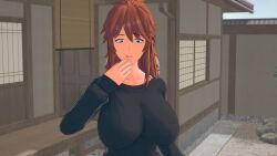 aizawa_akemi big_breasts confused confused_look confusion large_breasts lv92-ts red_hair time_freeze time_stop tomo-chan_wa_onna_no_ko