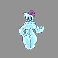 1girls big_breasts blue_body blue_hair brawl_stars female female_only nipples pixel_art pumpkinz6 rule_63 solo squeak_(brawl_stars)