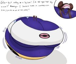 big_breasts blueberry_inflation breasts cleavage female huge_breasts hyper_breasts lasagnainfl nintendo pokemon rosa_(pokemon) thick_thighs wide_hips