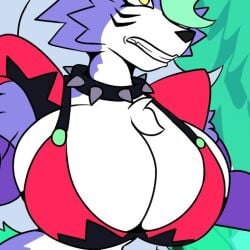 big_breasts breasts cleavage female five_nights_at_freddy's five_nights_at_freddy's:_security_breach furry huge_breasts mad_n_evil roxanne_wolf_(fnaf) tagme