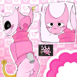 anon ass backsack blushing_at_viewer cupid dandy's_block dandy's_world holding_bow_(weapon) lifting_another's_clothes male razzle_and_dazzle_(dandy's_world) rnd_lover shocked shocked_expression silent_n_deadly_(dandy's_block) turning_head valentine's_day