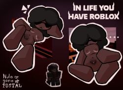 accurate_body_type afro artist_name artist_signature black_hair blush brown_skin english_text naked nipples nulogonepostal pussy reference_image roblox roblox_avatar robloxian self_upload solo sunglasses tagme text top_surgery_scars transmasc