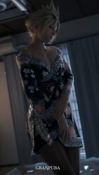 cloud_strife crossdressing femboy final_fantasy final_fantasy_vii gay granpuba kimono male masturbation