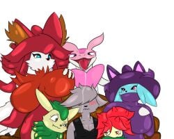 1boy 2024 breasts bristla clothing female furry furry_female furry_male katress lovander male multiple_girls palworld tagme tio_churrin verdash wixen