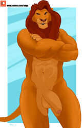 1boy anthro balls ballsack beefy body_fur dilf disney feline foreskin humanoid_penis intact leonine leonine_tail lion long_hair_male male male_only mammal mane manly masculine mature_male mufasa muscular_male negger partially_retracted_foreskin penis scrotum semi-erect smooth_fur smooth_penis solo tail testicles the_lion_king uncut yellow_sclera