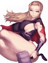 1girls avengers big_breasts breasts breasts_bigger_than_head cleavage erect_nipples female female_only fumio_(rsqkr) genderswap genderswap_(mtf) hammer human human_only lady_thor large_breasts light-skinned_female light_skin looking_at_viewer marvel mjolnir nipples rule_63 solo superheroine thor_(marvel) thor_(series) weapon