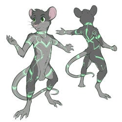 2018 animal_genitalia balls fur green_eyes green_markings grey_fur male mammal markings model_sheet mouse nude rodent sheath simon_tesla solo unimpressive