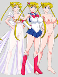 1girls areola bishoujo_senshi_sailor_moon blonde_hair blue_eyes boots breasts busty cleavage clothing dress female female_only glamour_works gloves high_heel_boots hourglass_figure huge_breasts knee_boots large_breasts long_hair nipples nude princess_serenity ribbon sailor_moon see-through see-through_clothing serious skirt solo transparent_clothing twintails usagi_tsukino vagina voluptuous white_dress