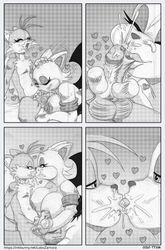 balls breasts chacomics cum cum_in_mouth elbow_gloves foreskin foreskin_play futanari gloves intersex kissing lactation lobozamora male_on_futa nipple_suck nipples oral penis rouge_the_bat sonic_(series) tails torn_clothes