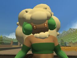 3d 3d_(artwork) adorable alizora anthro anthropomorphic blue_sky city close-up clouds cute fanchon_(alizora) femboy looking_at_viewer male mountains nearly_half_closed_eyes pokemon pokemon_(species) pokemorph pov second_life smirk_smile staring_at_viewer trees whimsicott