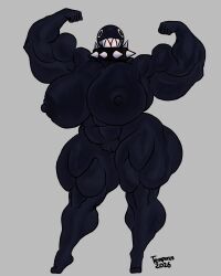 anthro areola ass belly big_breasts big_butt black_body breast_grab breast_squish breasts breasts_bigger_than_head chain_chomp chains cordian44 female flexing gigi_(thecoatl034) glistening glistening_body huge_breasts huge_butt huge_hips huge_thighs hyper hyper_breasts mario_(series) nintendo nipple_chain nipple_piercing nipples open_mouth piercing solo squish thick_thighs wide_hips