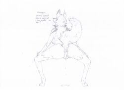 absurd_res anthro anus breasts canid canine canis english_text female generation_7_pokemon genitals hi_res looking_at_viewer looking_back lycanroc mammal midday_lycanroc nintendo nipples pokemon pokemon_(species) semiexperimental_(artist) solo spread_legs spreading text vulva wolf