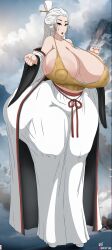 1girls big_nipples black_myth:_wukong chinese_mythology curvaceous curvy curvy_female curvy_figure huge_ass huge_breasts large_ass large_breasts rakshasi robe robes tall_female thick_thighs ultiblackfire voluptuous voluptuous_female white_hair white_robe