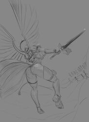 1girls adepta_sororitas anythinggoes armor ass ass_focus curvaceous facing_away female fit_female heroine imperium_of_man living_saint sexy_armor sister_of_battle stick_figure thick_thighs thigh_boots warhammer_(franchise) warhammer_40k wings