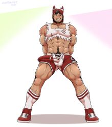 1boy bara erection fenrir_(wolfshirtart) gay gay_sex male male_focus male_only muscular muscular_male penis_under_clothes sex solo solo_focus solo_male wolfshirtart yaoi