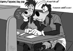 absurd_res anthro anthro_only bottomwear canid canine canis clothing disney domestic_dog duo father's_day father_(lore) father_and_child_(lore) father_and_son_(lore) gay genitals goof_troop goofy_(disney) handjob hi_res holidays incest_(lore) male male/male male_only mammal max_goof parent_(lore) parent_and_child_(lore) parent_and_son_(lore) penile penis sex shorts son_(lore) tush tush_(artist) under_the_table