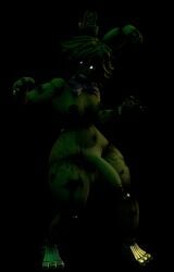 animatronic bunny_boy bunny_ears femboy five_nights_at_freddy's five_nights_at_freddy's_3 green_body green_fur green_hair green_skin mishuyuu robot robot_boy robot_humanoid solo springtrap springtrap_(fnaf)