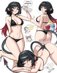 1girls 2024 animal_ears artist_name ass ass_focus ass_up beach_ball bikini biting_lip biting_own_lip black_bikini black_hair blue_eyes blush blushypixy blushyspicy booty bottle breasts cheese cleavage ear_piercing english_text female female_only hair_between_eyes heart highres jane_doe_(zenless_zone_zero) large_breasts light-skinned_female light_skin long_hair looking_at_viewer mouse mouse_ears mouse_girl mouse_humanoid multicolored_hair nail_polish navel one_eye_closed plain_background pouring pouring_on_self red_hair sandals shark_tail solo sparkles tail teeth thumbs_up two_tone_hair water water_bottle watermark wet wet_skin white_background zenless_zone_zero