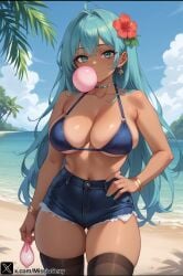 1girls ai_generated areola ass beach big_areola big_ass big_breasts big_nipples big_thighs bikini bikini_top blowing_bubblegum blush brazil brazilian brazilian_female brazilian_miku breasts bubble_blowing bubble_gum bubblegum chewing_gum cyan_eyes cyan_hair dark-skinned_female female female_only gigantic_ass gigantic_breasts gigantic_thighs gum hatsune_miku huge_areola huge_ass huge_breasts huge_thighs lifted_shirt lifting_shirt long_hair looking_at_viewer miss_io nipples shirt shorts solo stable_diffusion summer sweat sweatdrop sweating tagme tan tan_body thick_hips thick_thighs thighs thong twintails vocaloid yellow_shirt