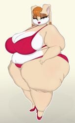 2024 absurd_res anthro bedroom_eyes clothing eyeliner fat_arms female footwear hi_res high_heels lagomorph leporid lingerie lips lipstick makeup mammal morbidly_obese morbidly_obese_female narrowed_eyes obese obese_female overweight overweight_female puhba rabbit seductive sega shoes solo sonic_(series) sonic_the_hedgehog_(series) thick_bottom_lip vanilla_the_rabbit