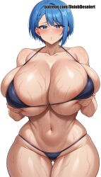 1girls ai_generated and ass at attention big bikini blush breasted breasts busty chest curvy female front grabbing heavy hips holding huge looking single smile the thick thighs underwear view viewer voluptuous wide