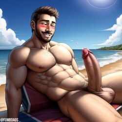 ai_generated aroused aroused_face bara beach big_balls big_penis body_hair boner bush bushy_pubes cock ejaculation erect_penis erection exhibitionism exhibitionist explicit exposed_penis hair hairy hairy_male huge_balls huge_cock male male_focus male_only nsfw orgasm orgasm_face penis pleasure_face pleasured precum precum_drip pubes public public_exposure public_nudity reclining