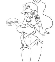 belly breasts creatures_(company) erect_nipples erect_nipples_under_clothes erection erection_under_clothes game_freak hilda_(pokemon) mungsaman nintendo pokémon_(species) pokemon pokemon_bw pokemon_trainer shorts wip work_in_progress