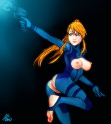 asmo ass bodysuit breasts chestless clothing crotchless feet metroid nintendo nipples pussy samus_aran skin_tight tagme uncensored zero_suit zero_suit_samus