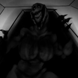 ammom big_breasts humanoid looking_at_viewer mommyyartt monster monster_girl original original_character sharp_teeth