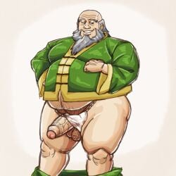 1boy avatar_legends avatar_the_last_airbender balls beard boner daichi_akimichi erection facial_hair fat fat_man fire_nation fundoshi fundoshi_aside iroh male male_only obese obese_male overweight overweight_male pants_down penis penis_out solo solo_male