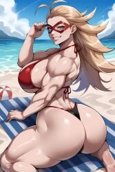 ai_generated back_view backboob bare_legs beach big_ass big_butt bikini bikini_top blonde_hair blue_eyes boku_no_hero_academia cathleen_bate dat_ass eroero_waifus fat_ass gigantic_ass gigantic_breasts huge_breasts huge_thighs light-skinned_female light_skin long_hair looking_back massive_ass massive_breasts muscular muscular_female my_hero_academia shounen_jump smiling solo_female spiky_hair squatting star_and_stripe_(my_hero_academia) sweat sweatdrop thick_thighs thighs very_long_hair voluptuous voluptuous_female