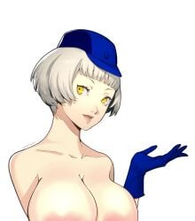 big_breasts elizabeth_(persona) gloves grey_hair karfound yellow_eyes