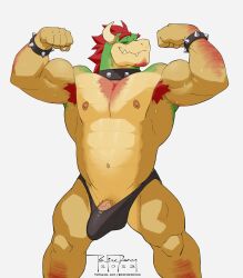 arm_hair armpit_hair armpits beard bowser bulge flexing leg_hair male male_only mario_(series) muscular muscular_male