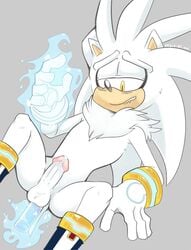 anal anal_masturbation anal_sex anthro balls conditional_dnp grey_fur hedgehog humanoid_penis kayla-na male male_only mammal masturbation penetration penis precum presenting presenting_penis psychokinesis sega silver_the_hedgehog simple_background solo sonic_(series) spread_legs spreading telekinesis thick_penis white_background yellow_eyes