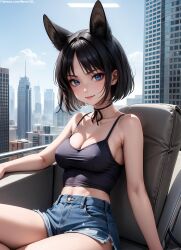 1girls 2d ai_generated allied_hyakkiyako_academy_student animal_ears ass athletic athletic_female black_hair blue_archive blue_eyes cat_ears cat_girl chest cute cute_face detailed eyelashes eyeshadow female female_only fit fit_female focus high_quality hyakkaryouran_conflict_resolution_council_(blue_archive) indoors kikyou_(blue_archive) light-skinned_female light_skin lips lipstick looking_at_viewer makeup mascara medium_breasts medium_hair navel nero100 ocean outdoors pale-skinned_female pale_skin petite petite_body posing seductive seductive_look short_hair shorts sitting skinny skinny_girl smile smirk solo stable_diffusion tagme tanktop thighs thin thin_waist young younger_female