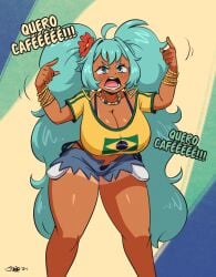 1girls 2024 angry angry_face bangs bent_over big_breasts big_cleavage bikini_bottom blush blushing booty_shorts bra bracelet bracelets brazil brazilian brazilian_female brazilian_flag brazilian_miku breasts breasts_bigger_than_head cleavage clothing crop_top curvaceous curvy curvy_figure cyan_eyes cyan_hair earrings eyelashes female female_only flower flower_in_hair frown hanging_breasts hatsune_miku hi_res highres hourglass_figure jean_shorts jeans joaoppereiraus large_breasts latin_american_hatsune_miku_(meme) leaning_forward long_legs meme meme_reference messy_hair motion_lines necklace nipple_bulge portuguese_text screaming shirt short_shorts shorts shouting sidelocks solo solo_female speech_bubble standing tan-skinned_female tanline thick thick_thighs thong thong_straps turquoise_eyes turquoise_hair twintails vocaloid voluptuous voluptuous_female