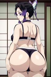 ai_generated ass_up back_view backboob bare_legs big_ass big_breasts big_butt black_hair bubble_butt butterfly_hair_ornament dat_ass demon_slayer eroero_waifus fat_ass gigantic_ass hair_bun huge_breasts huge_thighs kimetsu_no_yaiba kochou_shinobu light-skinned_female light_skin lingerie lingerie_only looking_back massive_ass massive_breasts multicolored_hair purple_eyes shounen_jump solo_female thick_body thick_female thick_thighs thighs voluptuous voluptuous_female