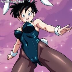 ai_generated bunny_ears bunny_tail bunnysuit cameltoe dragon_ball_z dreamplank happy large_breasts videl