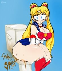 atomboi_(artist) bishoujo_senshi_sailor_moon clothing fart large_breasts sailor_moon scat skirt tagme toilet toilet_use usagi_tsukino