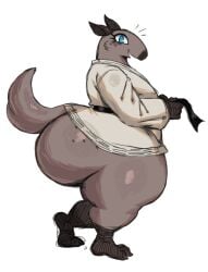 anteater ass bottomless dulci_(sssonic2) female freckles fur huge_ass keikogi sssonic2 thick_thighs