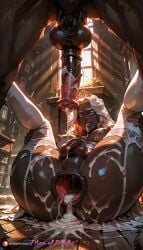 after_anal aftermath ai_generated anal_gape ass asshole bestiality_marriage black_skin blue_eyes bride bulge cum_all_the_way_through cum_dripping_from_ass cum_dripping_from_penis cum_on_ass cum_pool dark-skinned_female dark-skinned_futa dark_skin dickgirl elden_ring elden_ring_nightreign female flaccid flaccid_penis futa_focus futanari gaped_anus horse horse_penis horsecock intersex large_penis long_hair manofmidas nipples penis recluse_(nightreign) smaller_futa white_areola white_eyebrows white_glans white_hair white_lingerie white_nipples white_sleeves white_thighhighs zoophilia