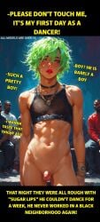 1boy 1femboy abs ai_generated athletic athletic_male blacker666 caption choker club collar comic comic_page crossdressing crossdressing_male cute cute_face dancer dancer_outfit dancing english_text exposed exposed_penis exposed_torso femboy femboy_focus feminine_male fishnet fishnet_clothing fishnets fit fit_male flat_chest flat_chested gay green_eyes green_hair humiliated humiliating humiliation interracial light-skinned_male light_skin lipstick makeup male male_only medium_hair mesh mesh_clothing mesh_shirt mesh_top messy_hair muscles muscular muscular_male neon_green nightclub pale-skinned_male pale_skin penis red_lipstick sissy small_penis solo story submissive submissive_male text tiny_penis twink white_body white_skin yaoi