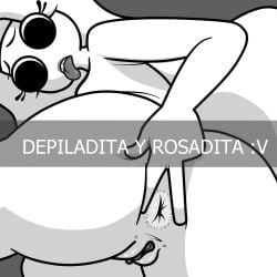 ahe_gao big_ass big_breasts big_eyes breasts eyes_rolling_back eyes_up female lips monochrome naked open_mouth pussy pussy_lips snapchat thighs thong tongue_out white_body white_hair xiaro